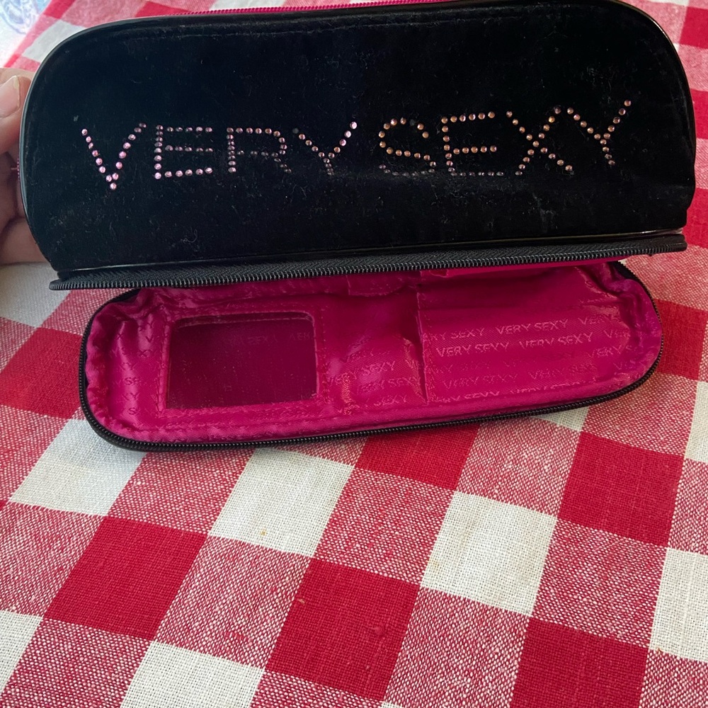 Victoria's Secret Black Bag with Vibrant Pink Lining